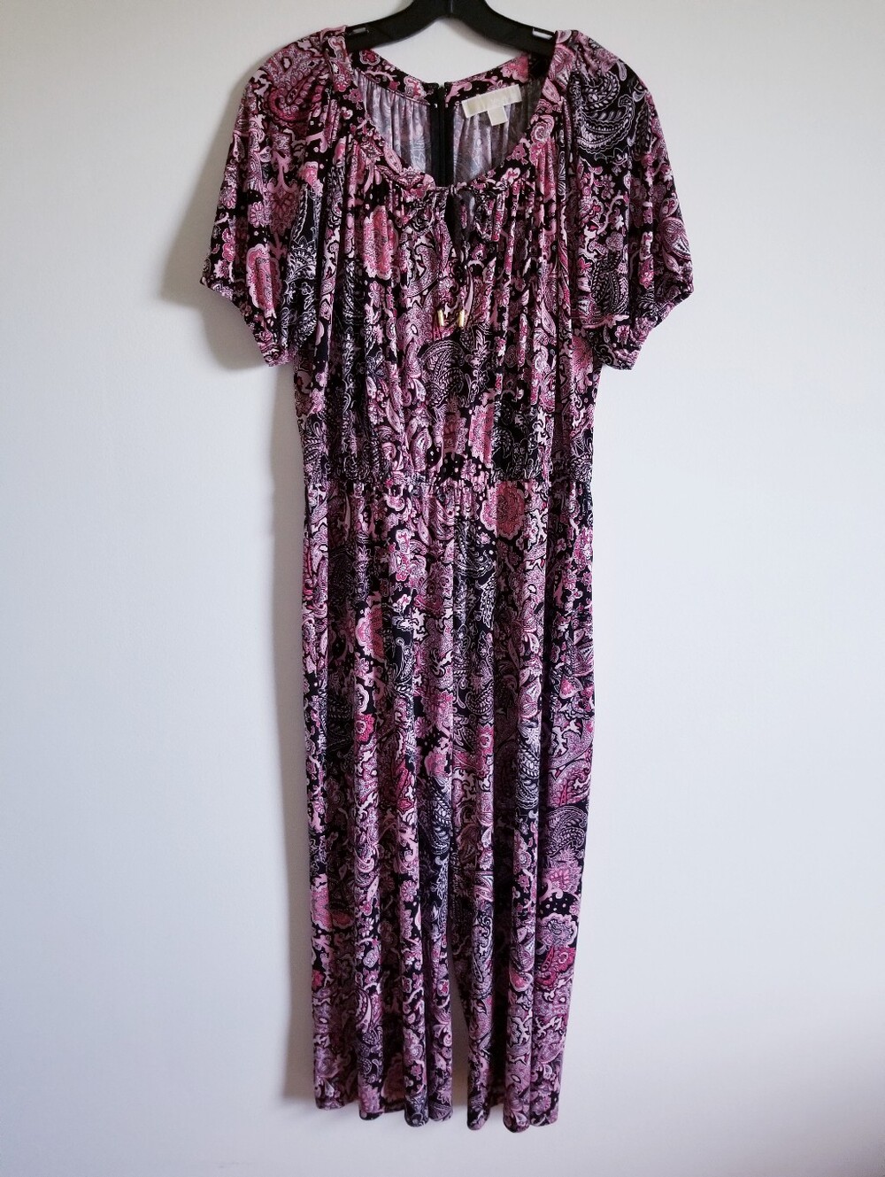 Michael Kors Black and Pink Paisley Jumpsuit